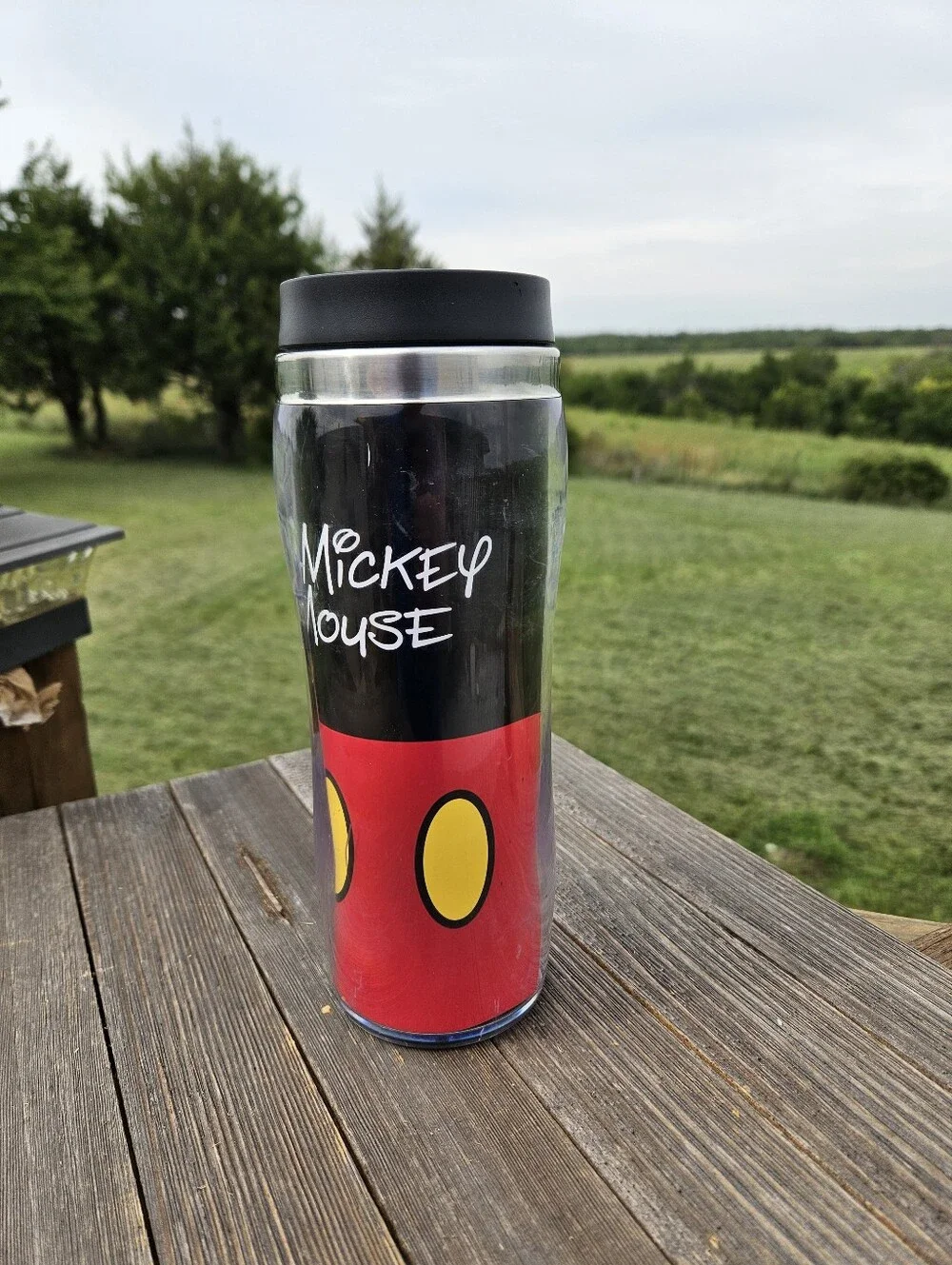 Disney Mickey Mouse Insulated Travel Mug Tumbler Cup Red Black 16oz
